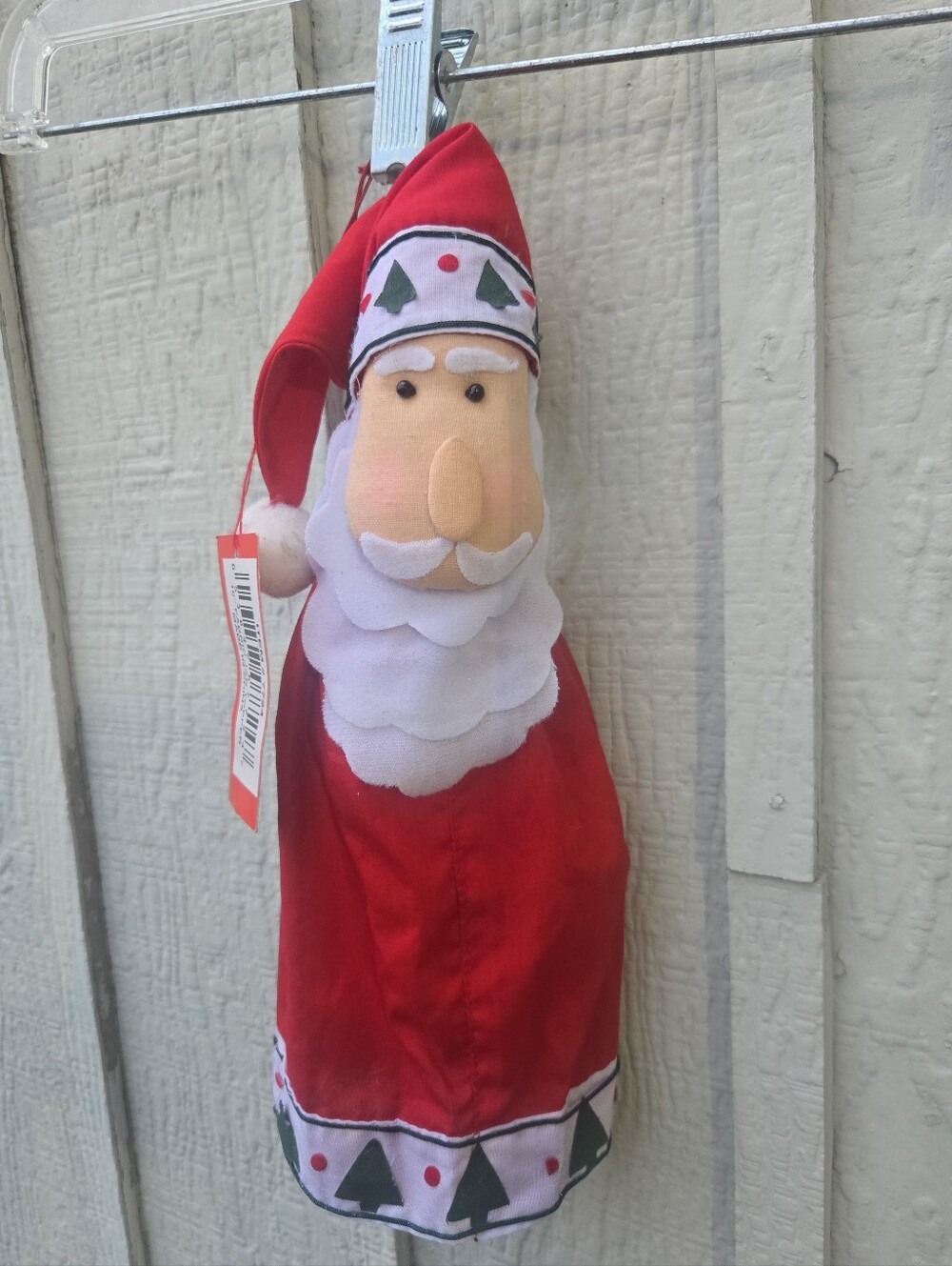NWT Vintage Silvestri 10" Fabric Santa Jar Topper / Bottle Cover Christmas Decor
